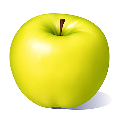 과일 일러스트 사람없음 초록색 한개 사과 꼭지 청사과 국내일러스트 AI파일 1 컬러 파일형식 벡터