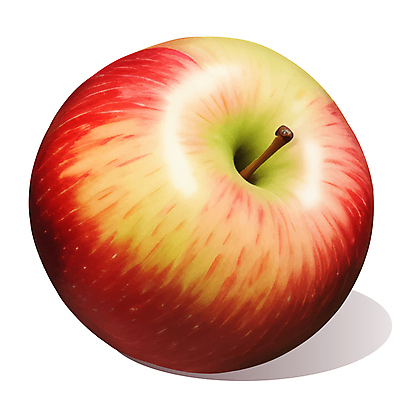 과일 일러스트 사람없음 빨간색 한개 사과 꼭지 국내일러스트 AI파일 1 컬러 파일형식 벡터