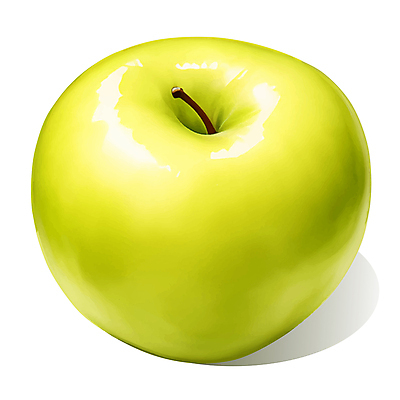 과일 일러스트 사람없음 초록색 한개 사과 꼭지 청사과 국내일러스트 AI파일 1 컬러 파일형식 벡터