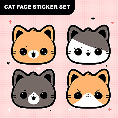 얼굴 스티커 여러마리 일러스트 미소 사람없음 귀여움 고양이 자신감 격자 고양이캐릭터 다꾸 키치 국내일러스트 AI파일 감정 동물캐릭터 다수 컨셉 무늬 포유류 표정 신체부위 반려동물 신조어 약어 파일형식 벡터