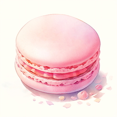JPG 분홍색 일러스트 수채화 사람없음 마카롱 부스러기 국내일러스트 AI일러스트 AI콘텐츠 컬러 디저트 파일형식