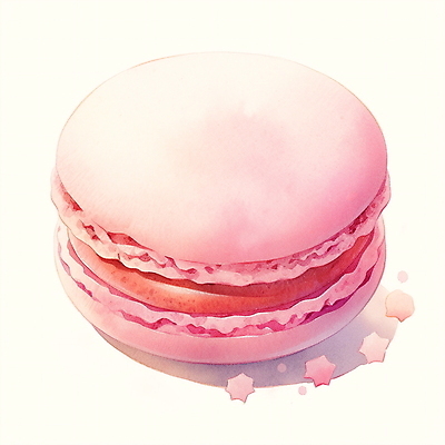 JPG 분홍색 일러스트 수채화 사람없음 마카롱 부스러기 국내일러스트 AI일러스트 AI콘텐츠 컬러 디저트 파일형식