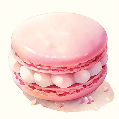 JPG 분홍색 일러스트 수채화 사람없음 마카롱 부스러기 국내일러스트 AI일러스트 AI콘텐츠 컬러 디저트 파일형식