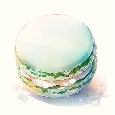 JPG 일러스트 수채화 사람없음 초록색 마카롱 부스러기 국내일러스트 AI일러스트 AI콘텐츠 컬러 디저트 파일형식
