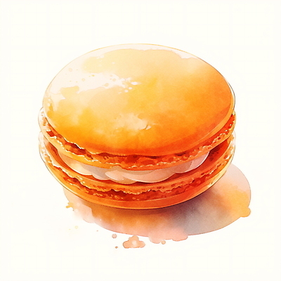 JPG 일러스트 수채화 사람없음 주황색 마카롱 국내일러스트 AI일러스트 AI콘텐츠 컬러 디저트 파일형식