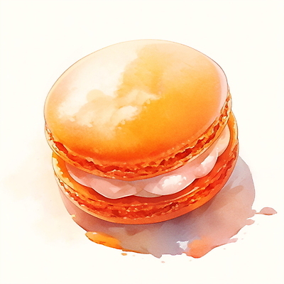 JPG 일러스트 수채화 사람없음 주황색 마카롱 국내일러스트 AI일러스트 AI콘텐츠 컬러 디저트 파일형식
