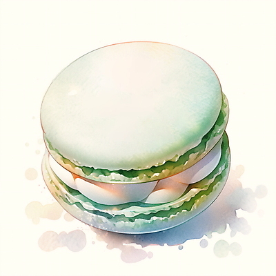 JPG 일러스트 수채화 사람없음 초록색 마카롱 국내일러스트 AI일러스트 AI콘텐츠 컬러 디저트 파일형식