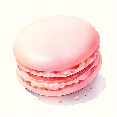 JPG 분홍색 일러스트 수채화 사람없음 마카롱 부스러기 국내일러스트 AI일러스트 AI콘텐츠 컬러 디저트 파일형식