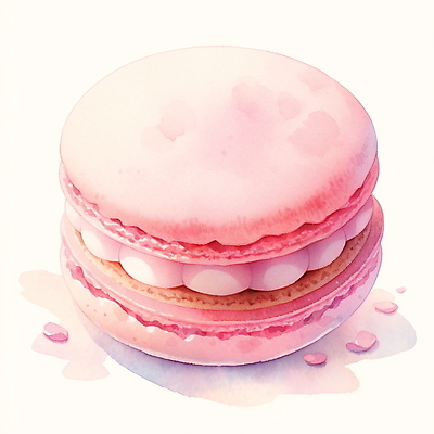 JPG 분홍색 일러스트 수채화 사람없음 마카롱 부스러기 국내일러스트 AI일러스트 AI콘텐츠 컬러 디저트 파일형식