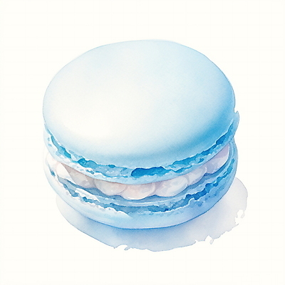 JPG 하늘색 일러스트 수채화 사람없음 마카롱 국내일러스트 AI일러스트 AI콘텐츠 디저트 파란색 파일형식