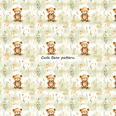 PSD 꽃 잎 패턴 일러스트 곰 수채화 사람없음 초록색 곰인형 풀 국내일러스트 식물 동물 인형 컬러 무늬 포유류 파일형식