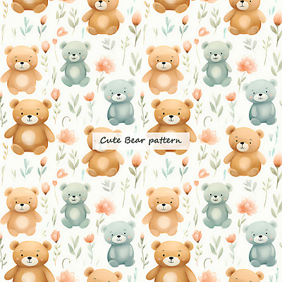 PSD 구름 패턴 일러스트 곰 수채화 사람없음 곰인형 풀 국내일러스트 자연요소 식물 동물 인형 무늬 포유류 파일형식