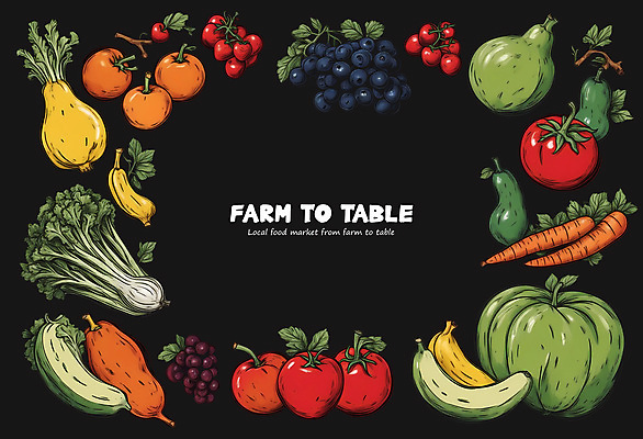 PSD 토마토 채소 과일 일러스트 식재료 호박 포도 프레임 바나나 사람없음 당근 국내일러스트 뿌리채소 파일형식