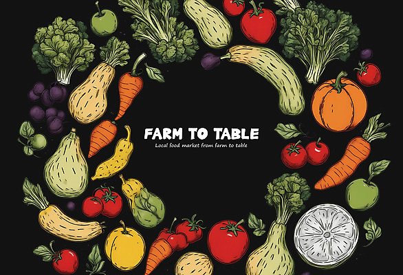 PSD 토마토 채소 과일 일러스트 식재료 호박 포도 프레임 사람없음 당근 원형 국내일러스트 도형 뿌리채소 파일형식