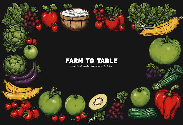PSD 토마토 채소 과일 일러스트 식재료 포도 가지 오이 파프리카 프레임 바나나 키위 사람없음 바구니 사각형 사과 양배추 국내일러스트 도형 파일형식