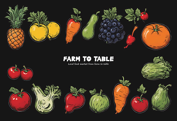 PSD 토마토 채소 오렌지 과일 일러스트 식재료 포도 프레임 사람없음 당근 파인애플 배추 국내일러스트 뿌리채소 열대과일 파일형식