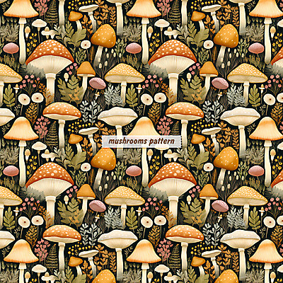 PSD 꽃 잎 패턴 일러스트 자연 수채화 사람없음 갈색 버섯 패턴백그라운드 풀 국내일러스트 식물 컬러 백그라운드 무늬 생태계 파일형식