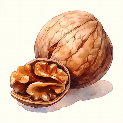 JPG 음식 일러스트 수채화 사람없음 갈색 견과류 호두 국내일러스트 AI일러스트 AI콘텐츠 컬러 파일형식
