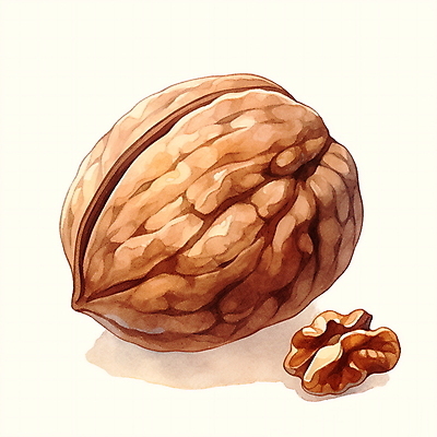 JPG 음식 일러스트 수채화 사람없음 갈색 견과류 호두 국내일러스트 AI일러스트 AI콘텐츠 컬러 파일형식