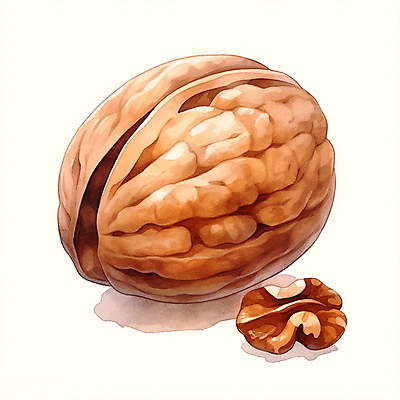 JPG 음식 일러스트 수채화 사람없음 갈색 견과류 호두 국내일러스트 AI일러스트 AI콘텐츠 컬러 파일형식