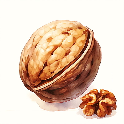 JPG 음식 일러스트 수채화 사람없음 갈색 견과류 호두 국내일러스트 AI일러스트 AI콘텐츠 컬러 파일형식