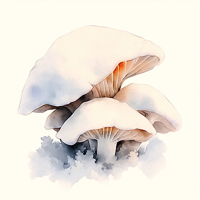 JPG 음식 일러스트 수채화 사람없음 버섯 흰색 식용버섯 국내일러스트 AI일러스트 AI콘텐츠 컬러 파일형식