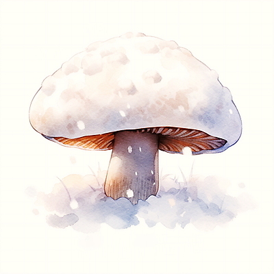 JPG 음식 일러스트 수채화 사람없음 버섯 흰색 식용버섯 국내일러스트 AI일러스트 AI콘텐츠 컬러 파일형식