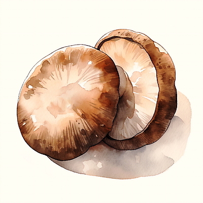 JPG 음식 일러스트 수채화 사람없음 갈색 버섯 식용버섯 국내일러스트 AI일러스트 AI콘텐츠 컬러 파일형식