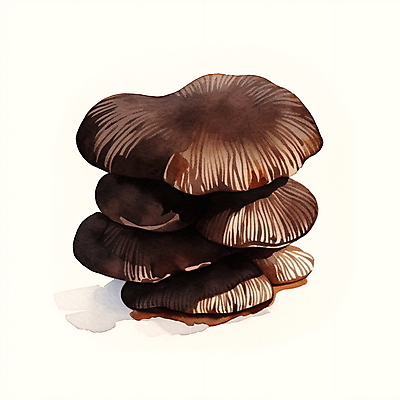 JPG 음식 일러스트 수채화 사람없음 갈색 버섯 식용버섯 국내일러스트 AI일러스트 AI콘텐츠 컬러 파일형식