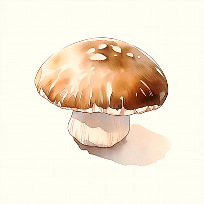 JPG 음식 일러스트 수채화 사람없음 갈색 버섯 식용버섯 국내일러스트 AI일러스트 AI콘텐츠 컬러 파일형식