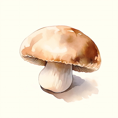 JPG 음식 일러스트 수채화 사람없음 갈색 버섯 식용버섯 국내일러스트 AI일러스트 AI콘텐츠 컬러 파일형식
