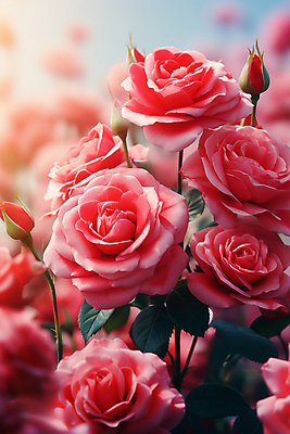 JPG 편집이미지 분홍색 자연 풍경 사람없음 빨간색 장미 디지털합성 꽃봉오리 로즈데이 편집실사 AI포토 AI콘텐츠 꽃 컬러 데이이벤트 CG 생태계 파일형식