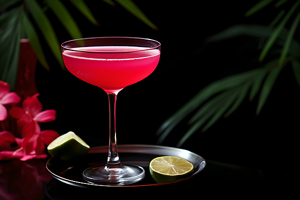 JPG 편집이미지 꽃 분홍색 술잔 한잔 주류 쟁반 사람없음 칵테일 풀잎 라임 편집실사 AI포토 AI콘텐츠 식물 1 음료 컬러 잎 과일 잔 풀_식물 CG 파일형식