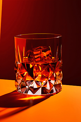 JPG 편집이미지 술잔 한잔 주류 그림자 사람없음 빛 갈색 얼음 주황색 칵테일 위스키 편집실사 AI포토 AI콘텐츠 자연요소 1 음료 컬러 잔 CG 파일형식