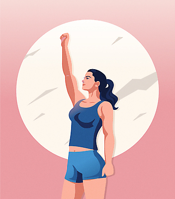 라이프스타일 여자 분홍색 일러스트 근육 한명 상반신 성인 운동복 손들기 헬스 주먹 원형 열정 성인여자한명만 국내일러스트 AI파일 도형 1 옷 감정 컬러 모션 사람 생활 운동 여자한명만 성인여자만 파일형식 벡터