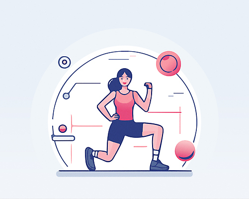 전신 라이프스타일 여자 선 분홍색 일러스트 한명 성인 운동복 헬스 원형 런지 성인여자한명만 국내일러스트 AI파일 도형 1 옷 컬러 사람 생활 운동 여자한명만 성인여자만 파일형식 벡터