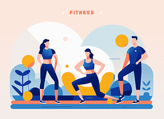 전신 라이프스타일 여자 남자 일러스트 성인 세명 파란색 운동복 헬스 스트레칭 원형 성인만 무릎구부리기 국내일러스트 AI파일 도형 옷 컬러 포즈 사람 생활 운동 파일형식 벡터