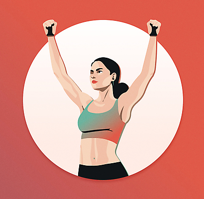 라이프스타일 여자 일러스트 근육 한명 상반신 성인 운동복 손들기 헬스 주먹 열정 성인여자한명만 국내일러스트 AI파일 1 옷 감정 모션 사람 생활 운동 여자한명만 성인여자만 파일형식 벡터