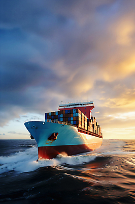 JPG 구름 편집이미지 물결 파도 하늘 사람없음 컨테이너 화물선 무역 선박 편집실사 AI포토 AI콘텐츠 자연요소 산업 바다 수상교통 배_교통 CG 파일형식