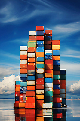 JPG 구름 편집이미지 하늘 사람없음 컬러풀 쌓기 컨테이너 화물선 무역 편집실사 AI포토 AI콘텐츠 자연요소 산업 컬러 배_교통 모션 CG 파일형식