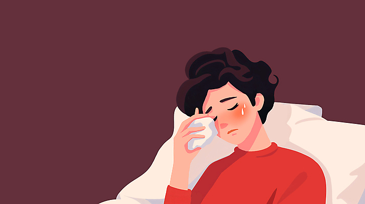 JPG 여자 일러스트 베개 한명 상반신 성인 눕기 눈감음 감기 땀 몸살 발열 환절기 성인여자한명만 땀흘리기 국내일러스트 AI일러스트 AI콘텐츠 1 계절 컨셉 침구 모션 사람 질병 여자한명만 성인여자만 파일형식