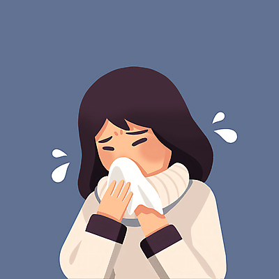 JPG 여자 일러스트 한명 상반신 성인 감기 니트 기침 몸살 재채기 콧물 환절기 성인여자한명만 국내일러스트 AI일러스트 AI콘텐츠 1 계절 상의 사람 질병 생리현상 여자한명만 성인여자만 파일형식