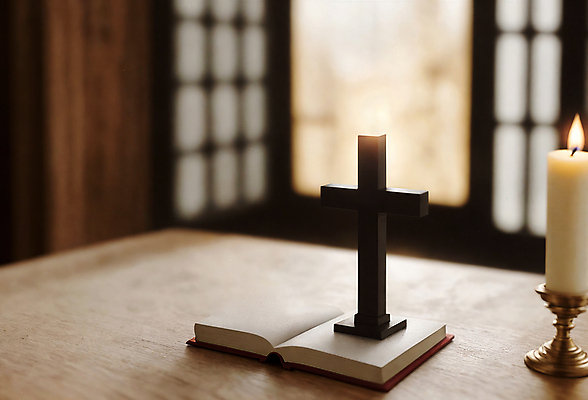 JPG 편집이미지 기독교 십자가 촛불 창문 사람없음 성경 디지털합성 오브젝트 나무탁자 편집소스 편집실사 AI포토 AI콘텐츠 종교 초 종교용품 탁자 CG 파일형식