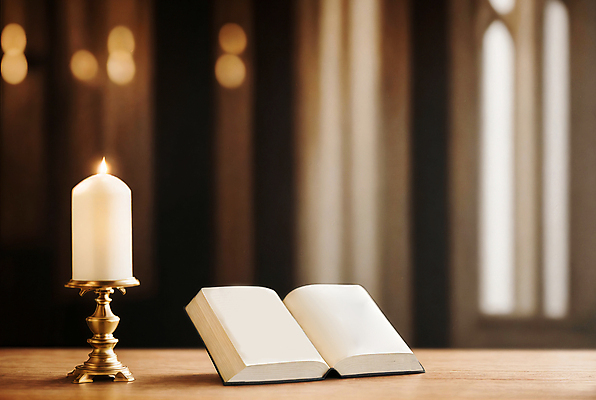 JPG 편집이미지 기독교 촛불 사람없음 성경 디지털합성 오브젝트 촛대 보케 나무탁자 편집소스 편집실사 AI포토 AI콘텐츠 종교 초 종교용품 탁자 CG 파일형식
