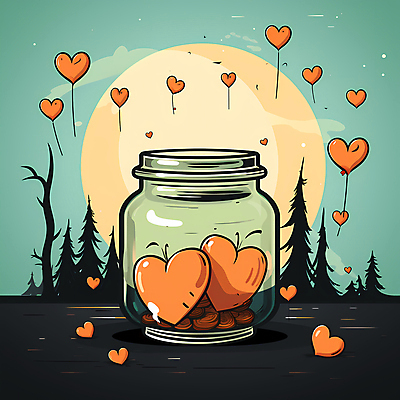 JPG 일러스트 유리병 사람없음 달 하트 디지털합성 기부 민트색 후원 국내일러스트 AI일러스트 AI콘텐츠 자연요소 모양 컬러 병_용기 도움 파일형식