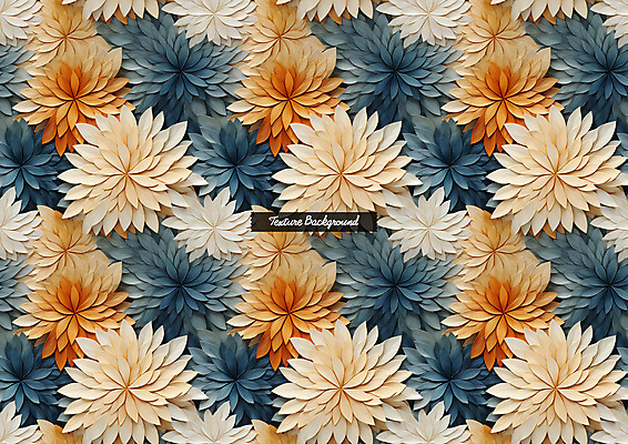PSD 편집이미지 꽃무늬 패턴 사람없음 3D 주황색 남색 디지털합성 질감 이미지편집 편집3D 꽃 컬러 무늬 파일형식