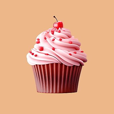 PSD 아이콘 사람없음 3D아이콘 3D 체리 컵케이크 디지털합성 머핀 빵 과일 케이크 파일형식