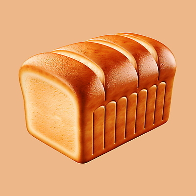 PSD 아이콘 빵 사람없음 3D아이콘 갈색 3D 식빵 디지털합성 음식 컬러 파일형식