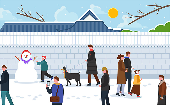전신 구름 한마리 여자 남자 어린이 하늘색 겨울 일러스트 눈사람 거리 기와집 들기 풍경 소녀 소년 여러명 상반신 성인 스마트폰 태양 걷기 사진촬영 산책 나뭇가지 눈 개 발자국 겨울옷 목줄 기와담장 국내일러스트 AI파일 자연요소 나무 1 옷 계절 다수 포유류 자국 모션 날씨 휴식 한옥 기와 사람 파란색 핸드폰 스마트기기 담장 촬영 파일형식 벡터 반려용품