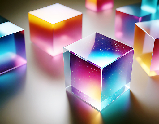 JPG 편집이미지 사람없음 컬러풀 사각형 큐브 디지털합성 정사각형 홀로그램 편집실사 AI컴퓨터그래픽 AI콘텐츠 도형 컬러 CG 파일형식